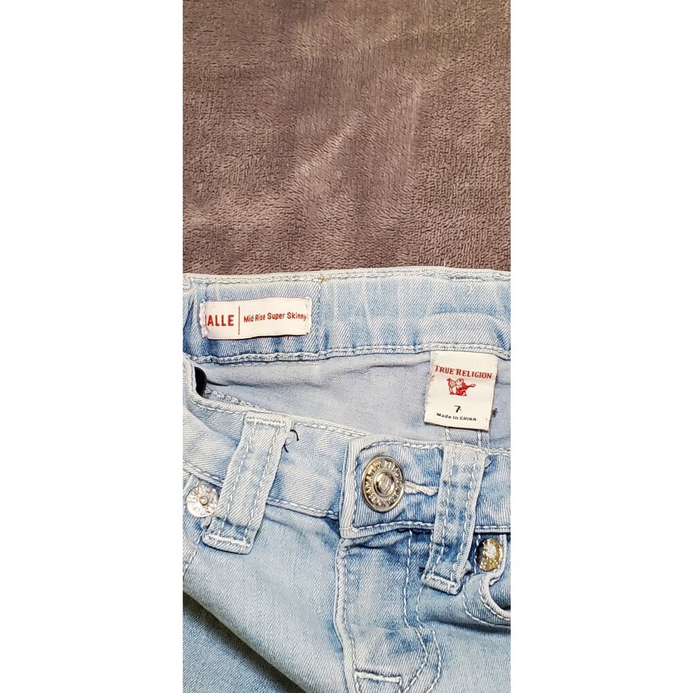 True Religion Girls Sz 7 Halle Mid-Rise Super Skinny Denim Jeans C1-203 - Picture 7 of 12